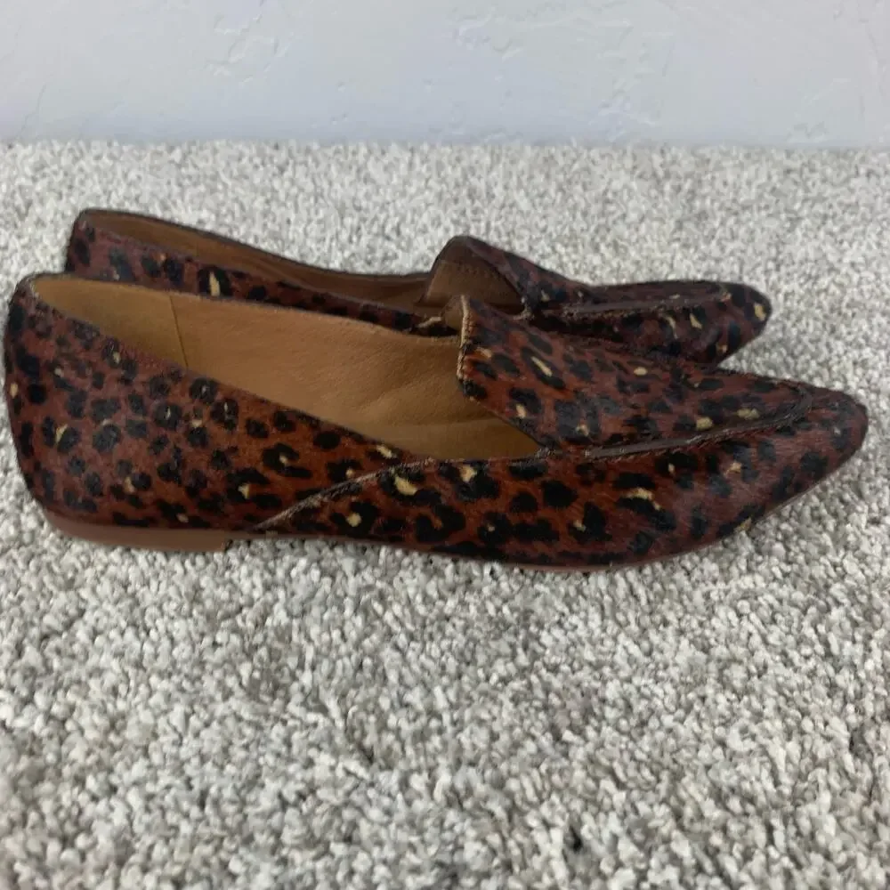 Madewell Frances Skimmer Loafer Women's Size 6.5 Brown Mini Leopard Print Flats